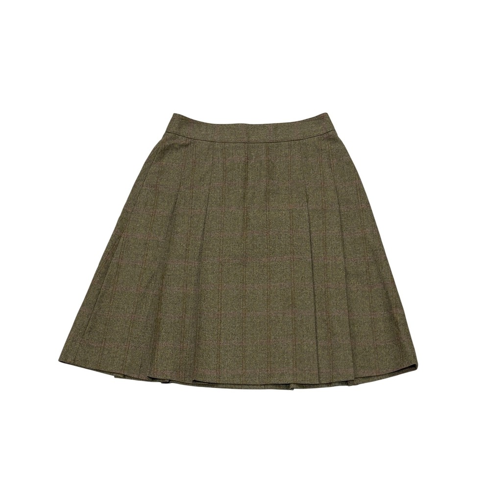 Brooks Brothers Loro Piana Wool Plaid Skirt Brown Pink Academia Italian Fabric 8